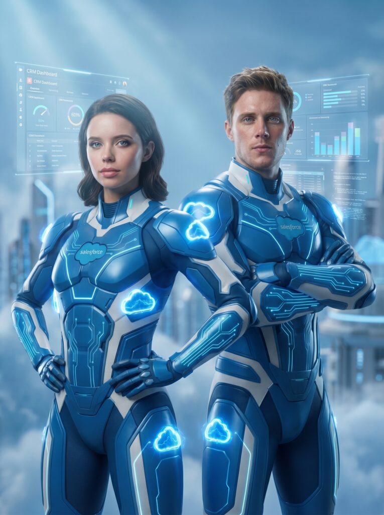 Salesforce AI photo booth superhero portrait at corporate event by Chroma Photobooth